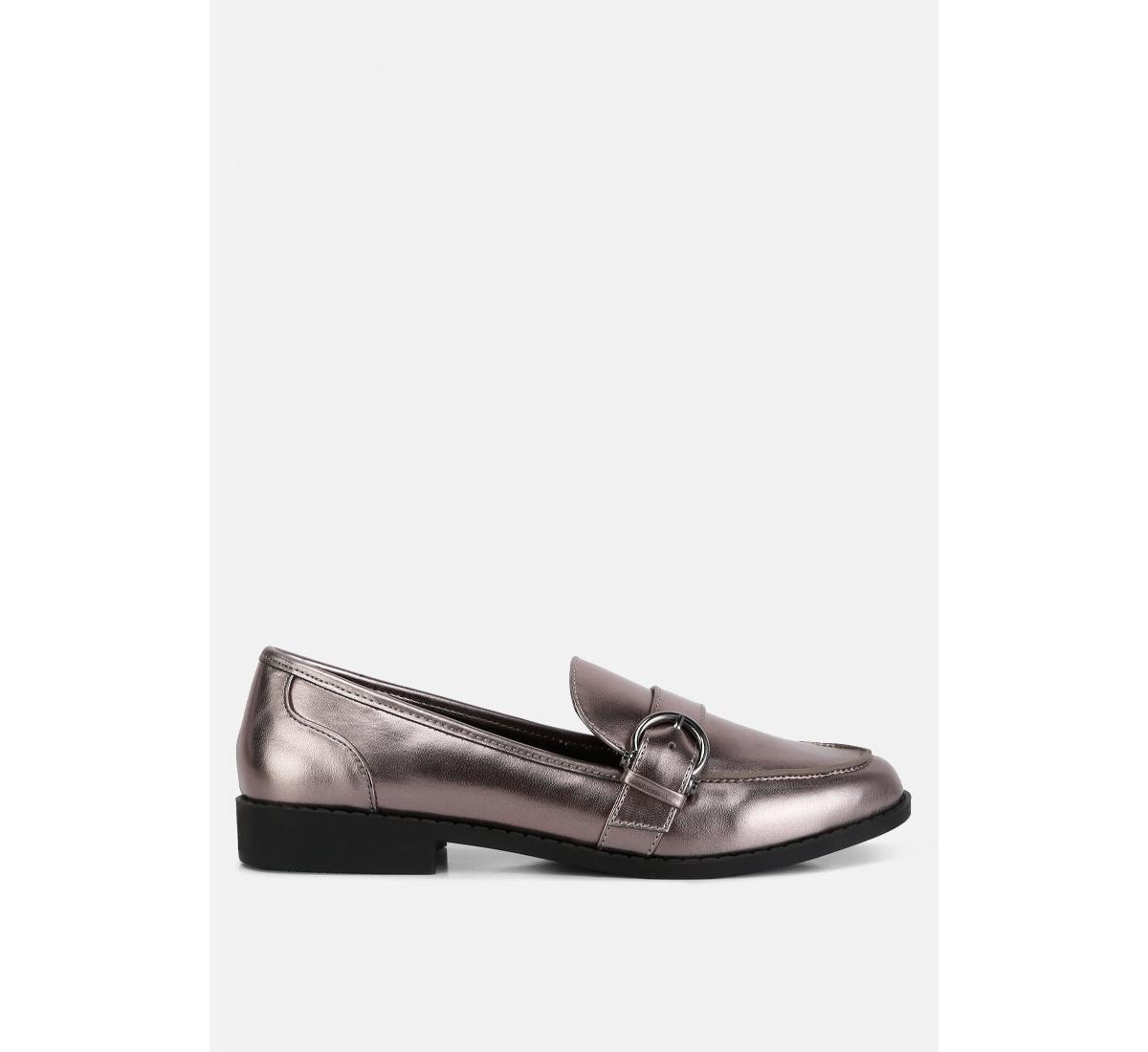 haruka metallic faux leather loafers - Pewter