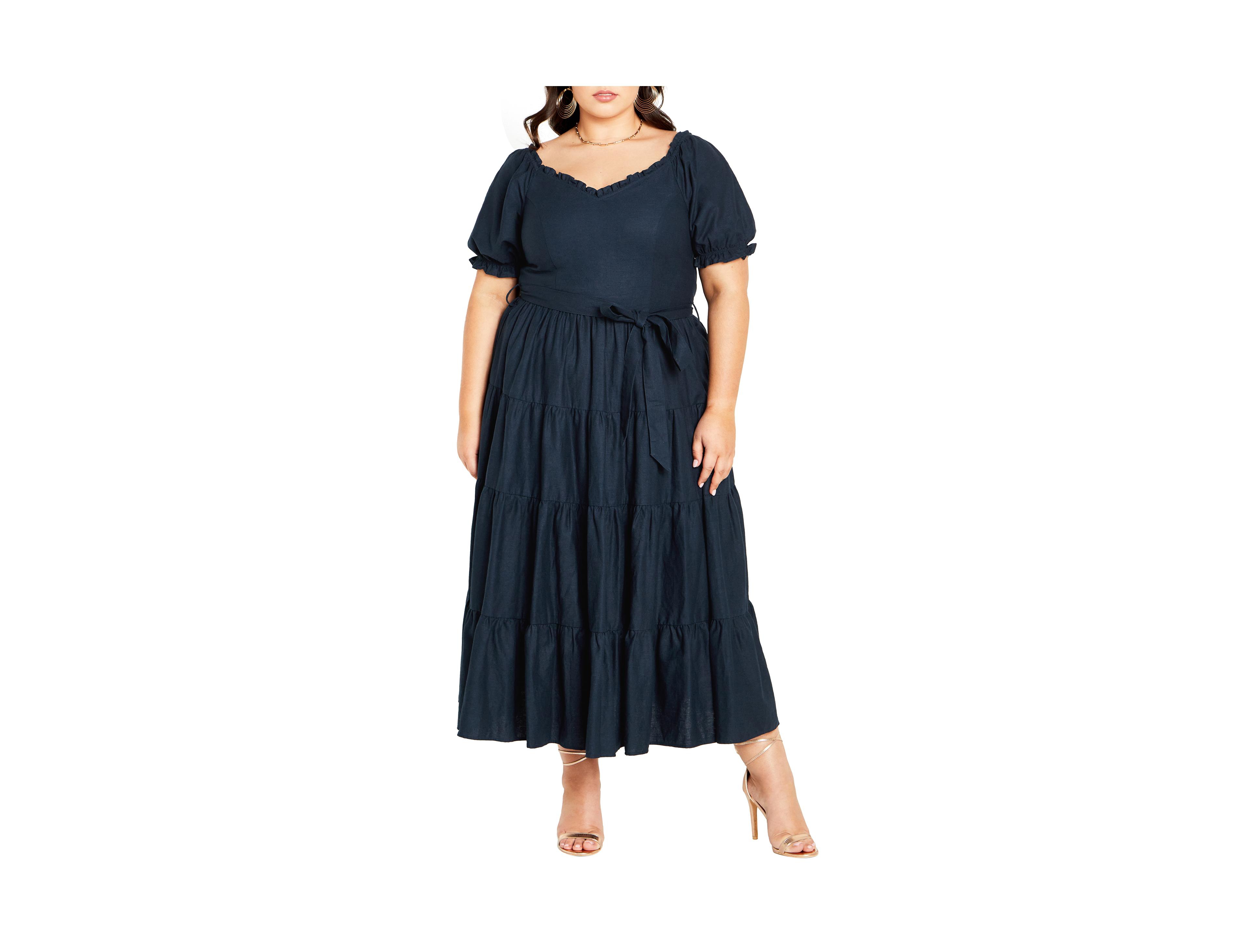 Plus Puffed Sleeve Maxi Dress