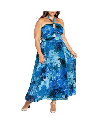 Plus Size Everlee Print Halter Neck Maxi Dress