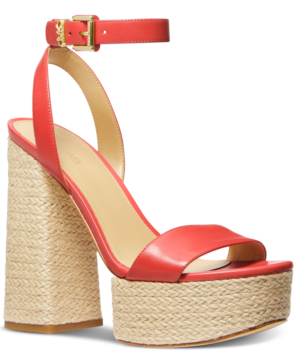 Shop Michael Kors Michael  Women's Ashton Ankle-strap Platform Sandals In Spiced Coral
