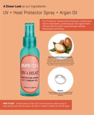 UV + Heat Protector Spray With Argan Oil, 3.38 oz.