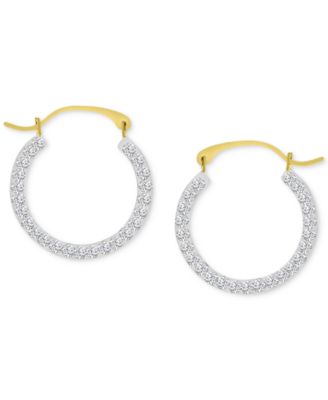 Macy's - Crystal Pav&eacute; Small Round Hoop Earrings in 10k Gold, 0.75"