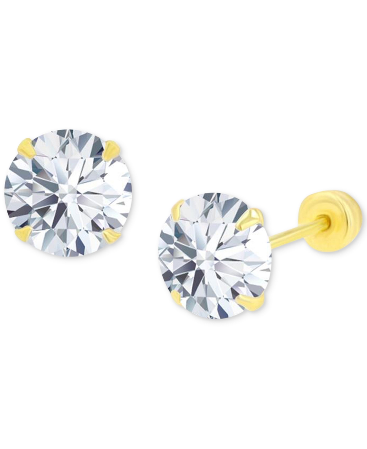 Macy's Cubic Zirconia Solitaire Screw Back Stud Earrings In 14k Gold In Gold