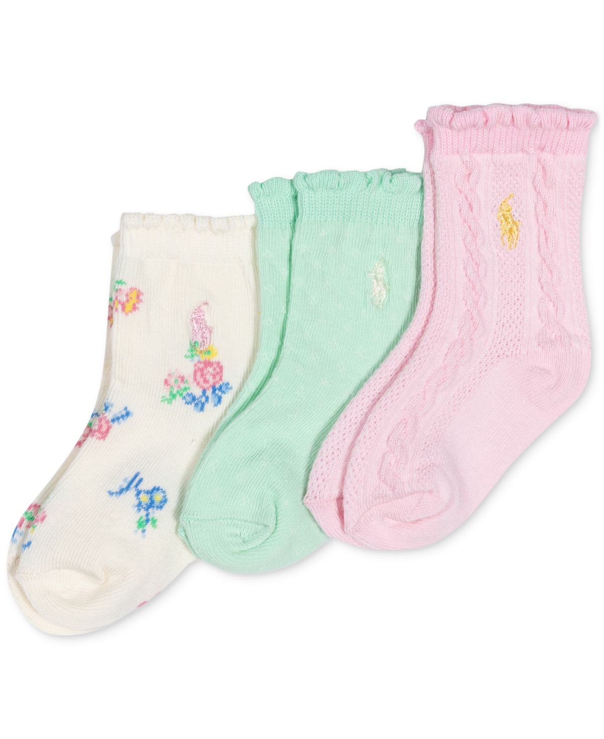 Shop Polo Ralph Lauren Baby Girls 3-pk. Magnolia Grove Socks In Multi
