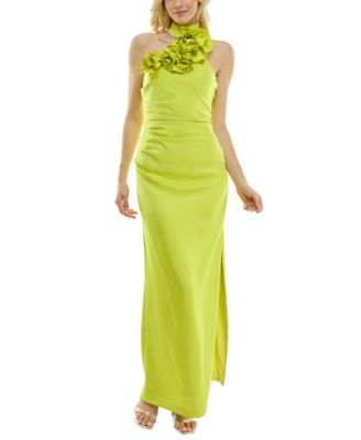 Taylor Women's Floral-Trim Halter Gown - Macy's