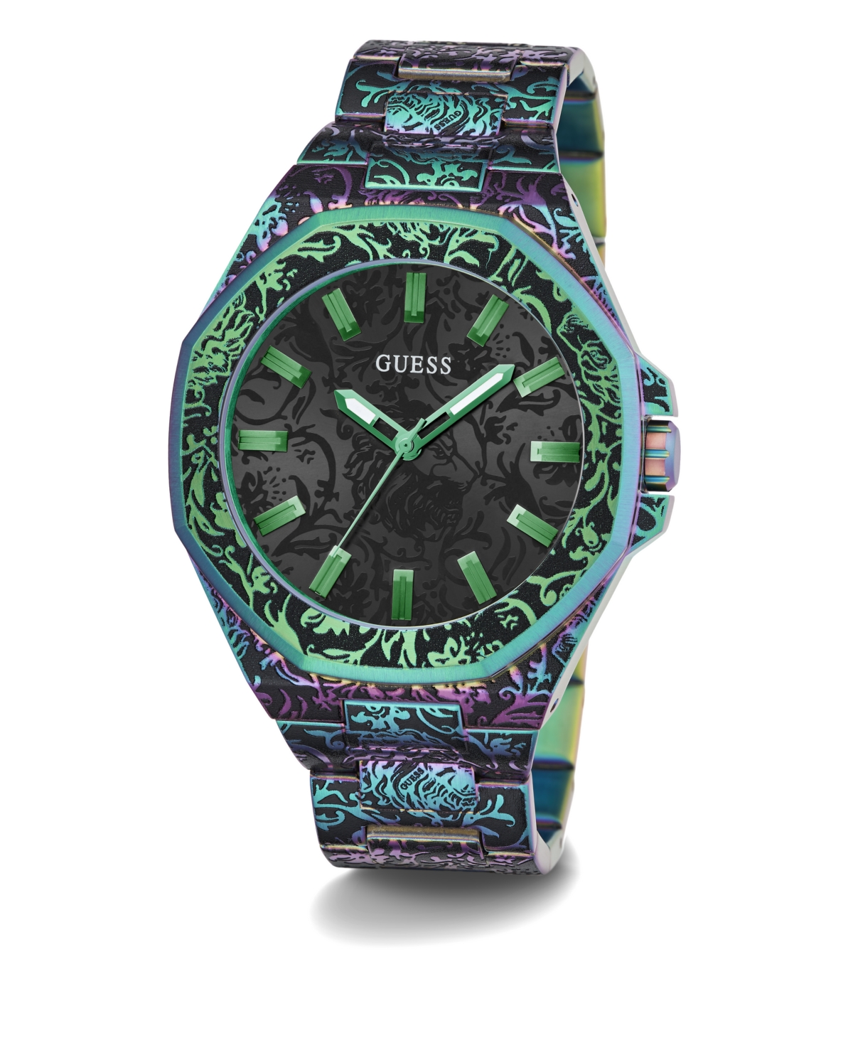 Shop Guess Men's Analog Iridescent Stainless Steel Watch 46mm