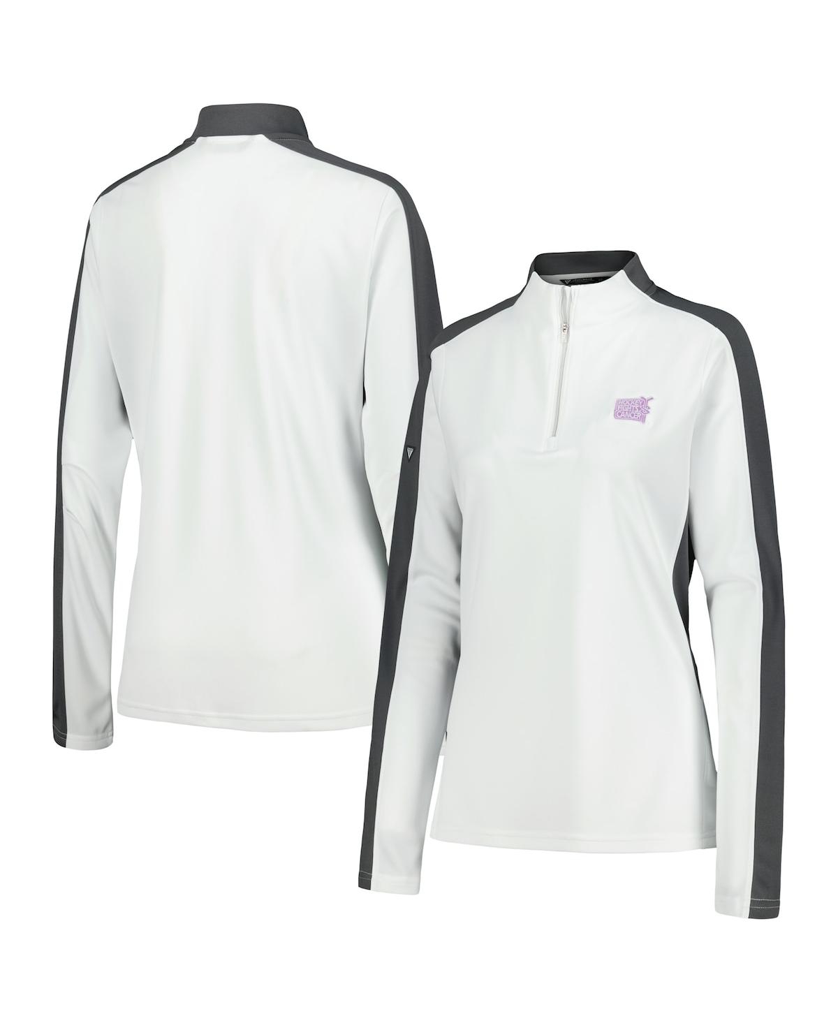 Shop Levelwear Women's  White Nhl 2023 Hockey Fights Cancer Remi Quarter-zip Top