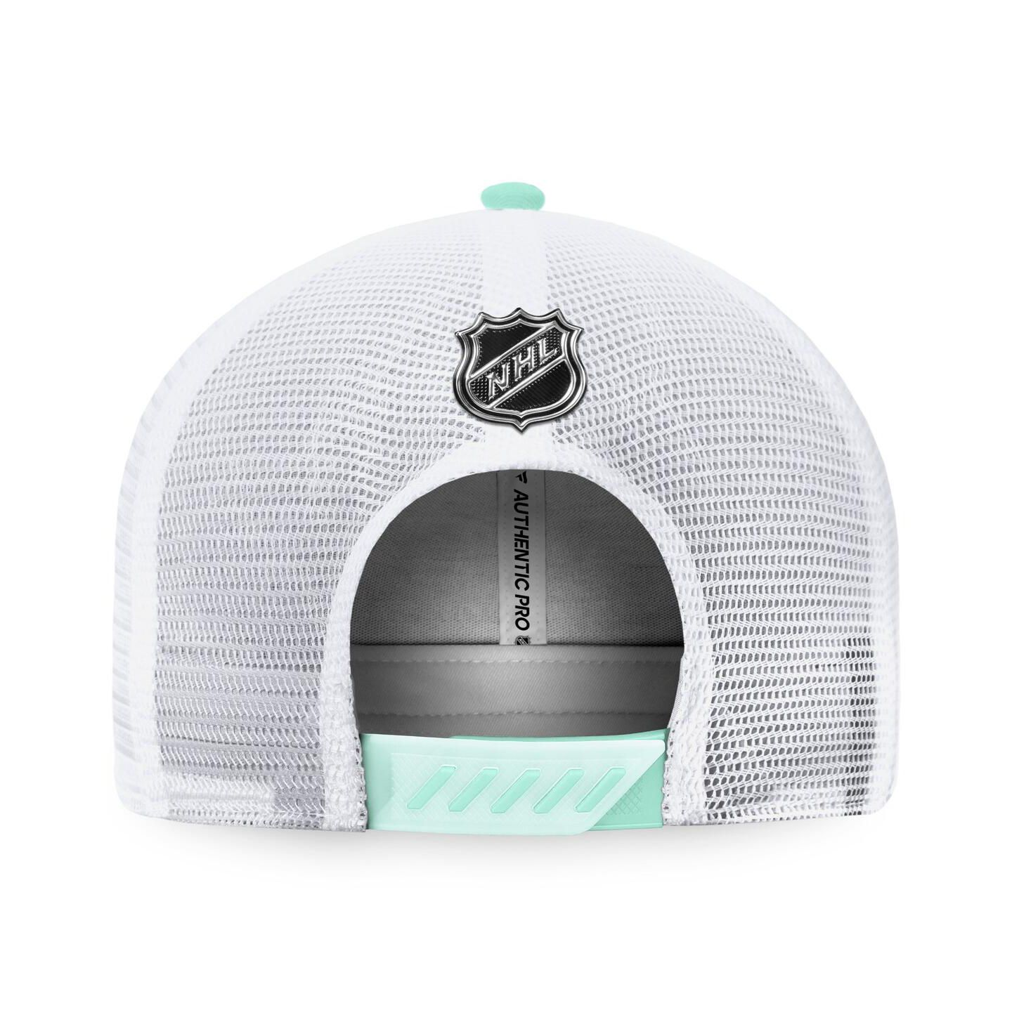 Мужская кепка Fanatics Navy, White Seattle Kraken 2022 NHL Draft Authentic Pro On Stage Trucker Adjustable Hat — фото 4