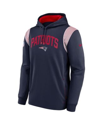 Men's Navy New England Patriots Sideline Athletic Stack Performance Pullover Hoodie