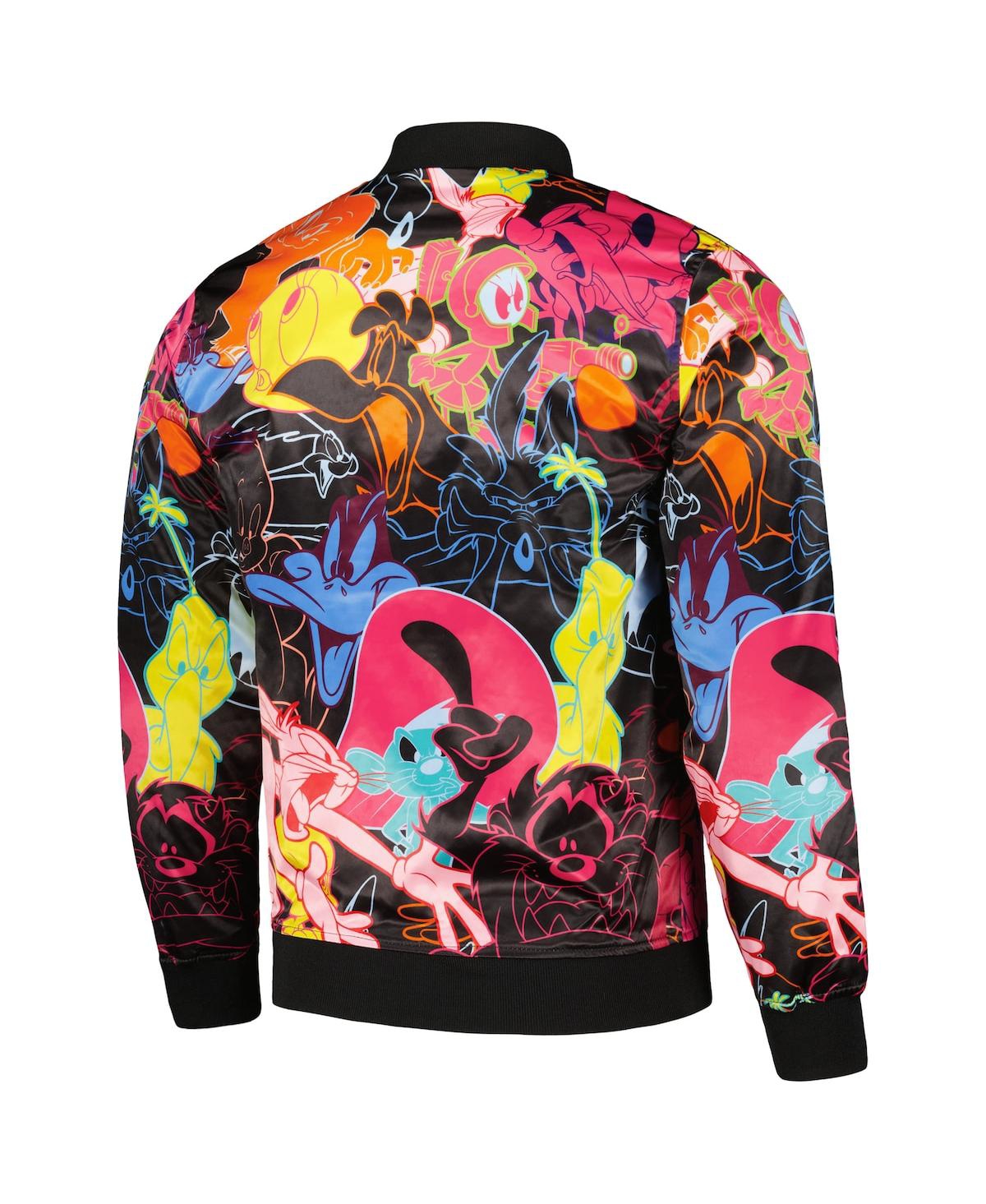 Freeze Max Men's  Black Looney Tunes Graphic Satin Full-snap Jacket In Black