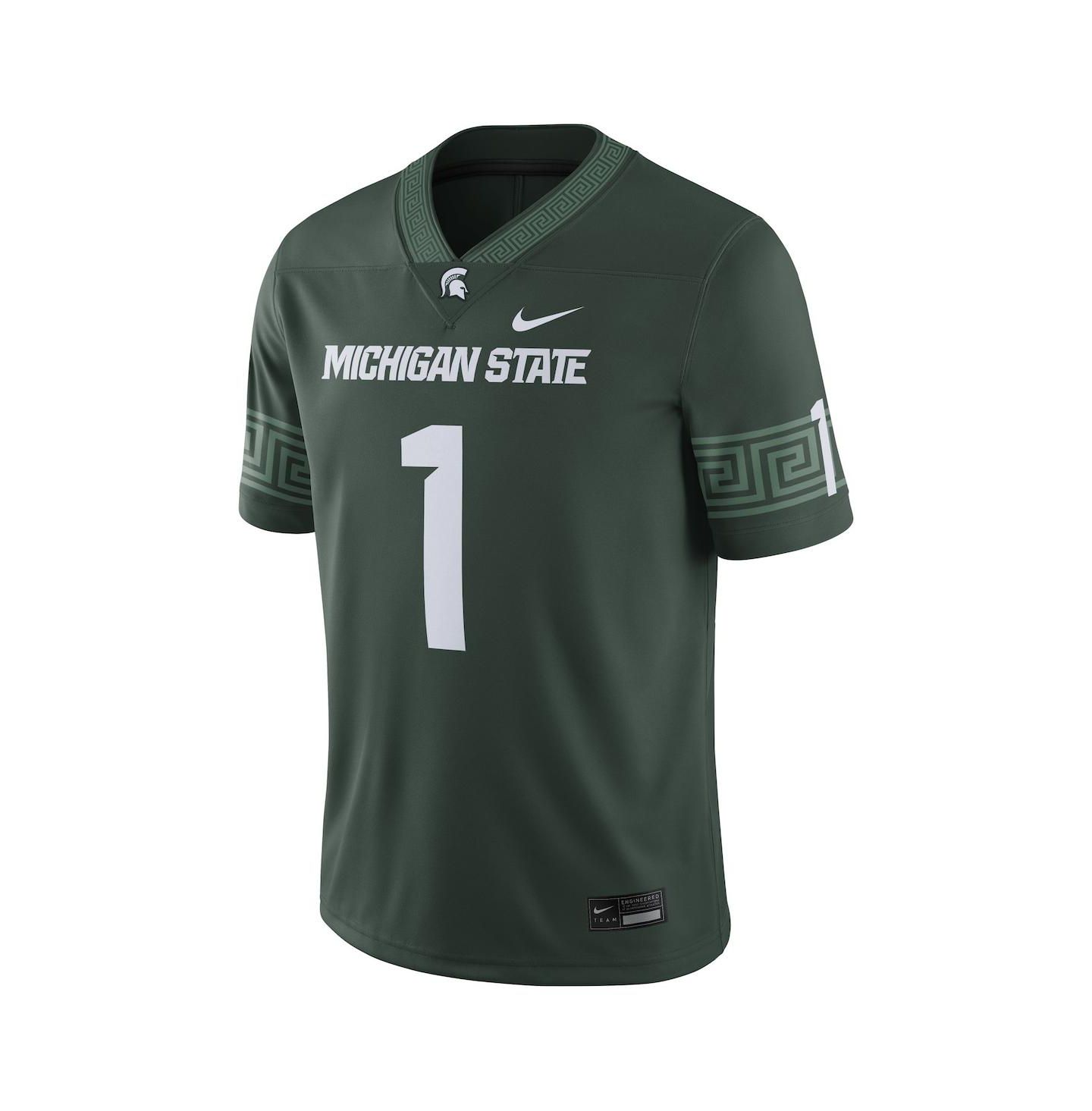 Мужской топ Nike #1 Michigan State Spartans Football Game Jersey, цвет: Зелёный — фото 2