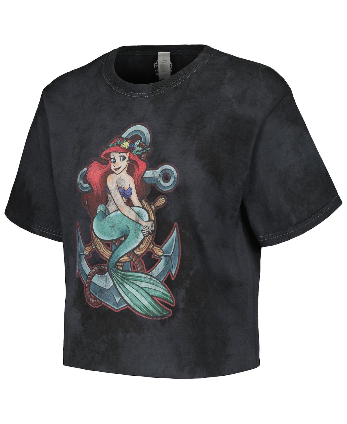 Shop Mad Engine Men's And Women's Black The Little Mermaid Anchor T-shirt