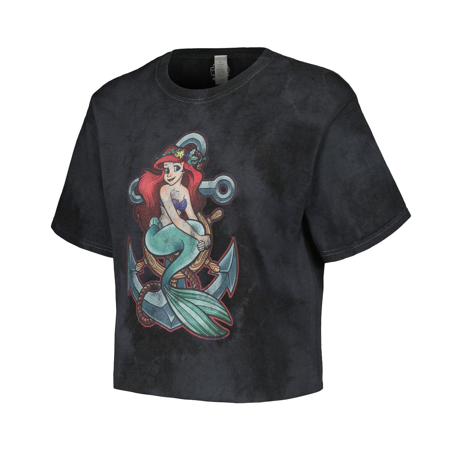 Men's and Women's Black The Little Mermaid Anchor T-shirt