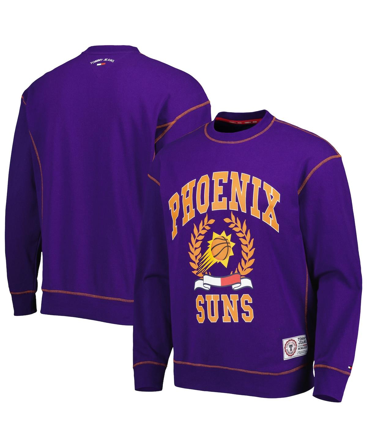 TOMMY JEANS MEN'S TOMMY JEANS PURPLE PHOENIX SUNS PETER FRENCH TERRY PULLOVER CREW SWEATSHIRT