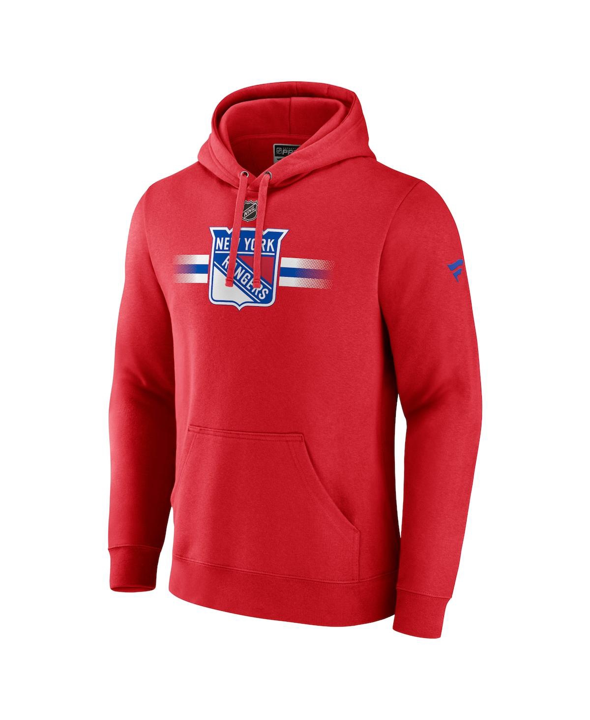 Shop Fanatics Men's  Red New York Rangers Authentic Pro Secondary Pullover Hoodie