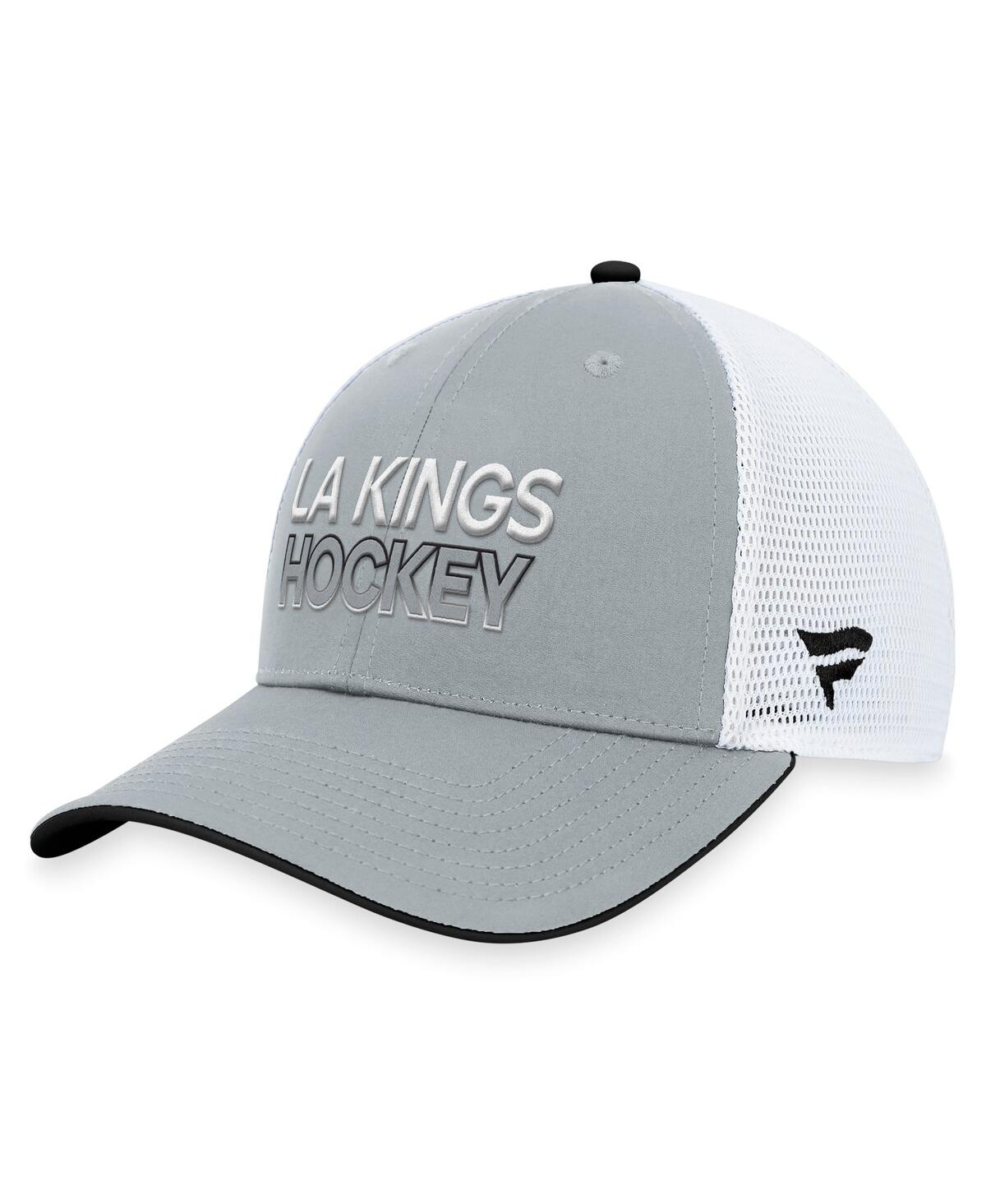 Shop Fanatics Men's  Gray Los Angeles Kings Authentic Pro Rink Trucker Adjustable Hat