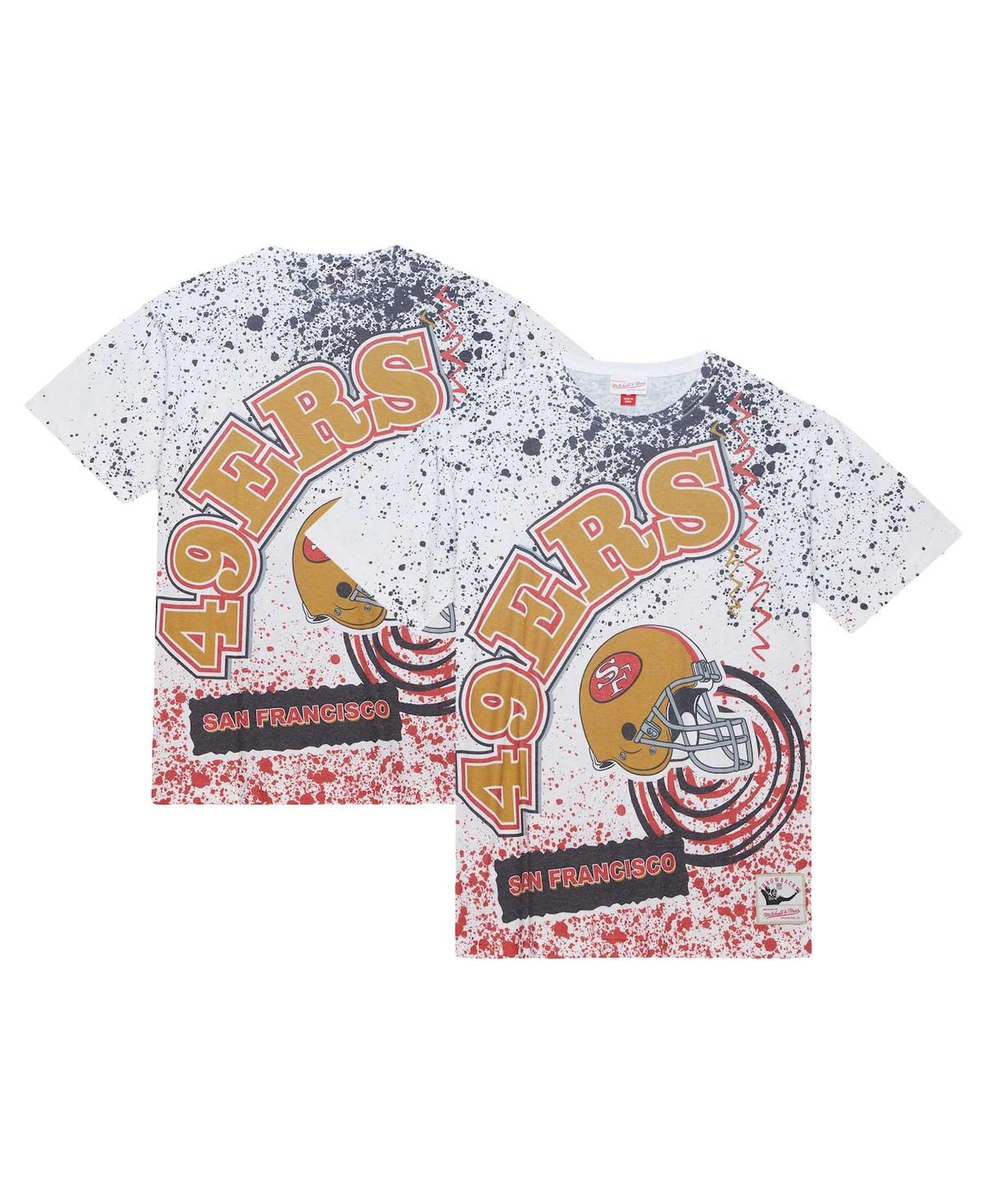 Shop Mitchell & Ness Men's  White San Francisco 49ers Team Burst Sublimated T-shirt