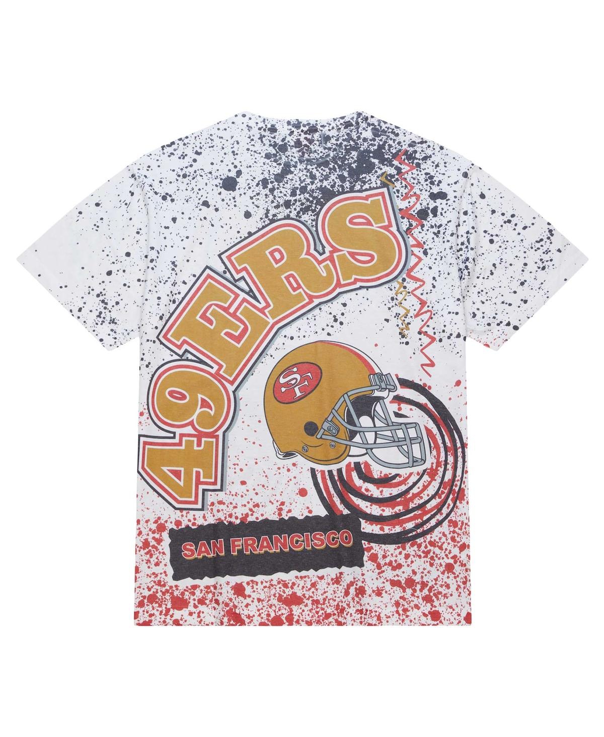 Shop Mitchell & Ness Men's  White San Francisco 49ers Team Burst Sublimated T-shirt