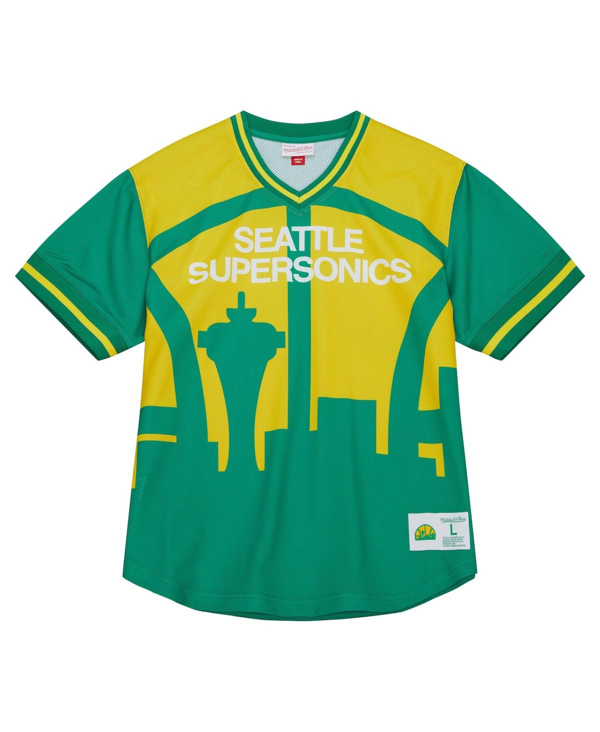 Mitchell & Ness Men's  Green Seattle Supersonics Jumbotron 3.0 Mesh V-neck T-shirt In Green