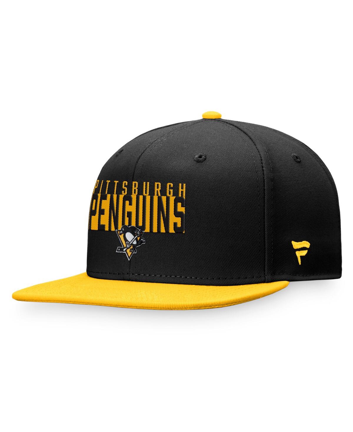 Fanatics Branded Black/gold Pittsburgh Penguins Fundamental Colorblocked Snapback Hat In Black,gold