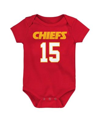 Baby Boys and Girls Patrick Mahomes Red Kansas City Chiefs Mainliner Player Name and Number Bodysuit