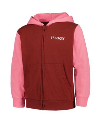 Big Boys Maroon Piggy Hoodie Full-Zip Sweatshirt