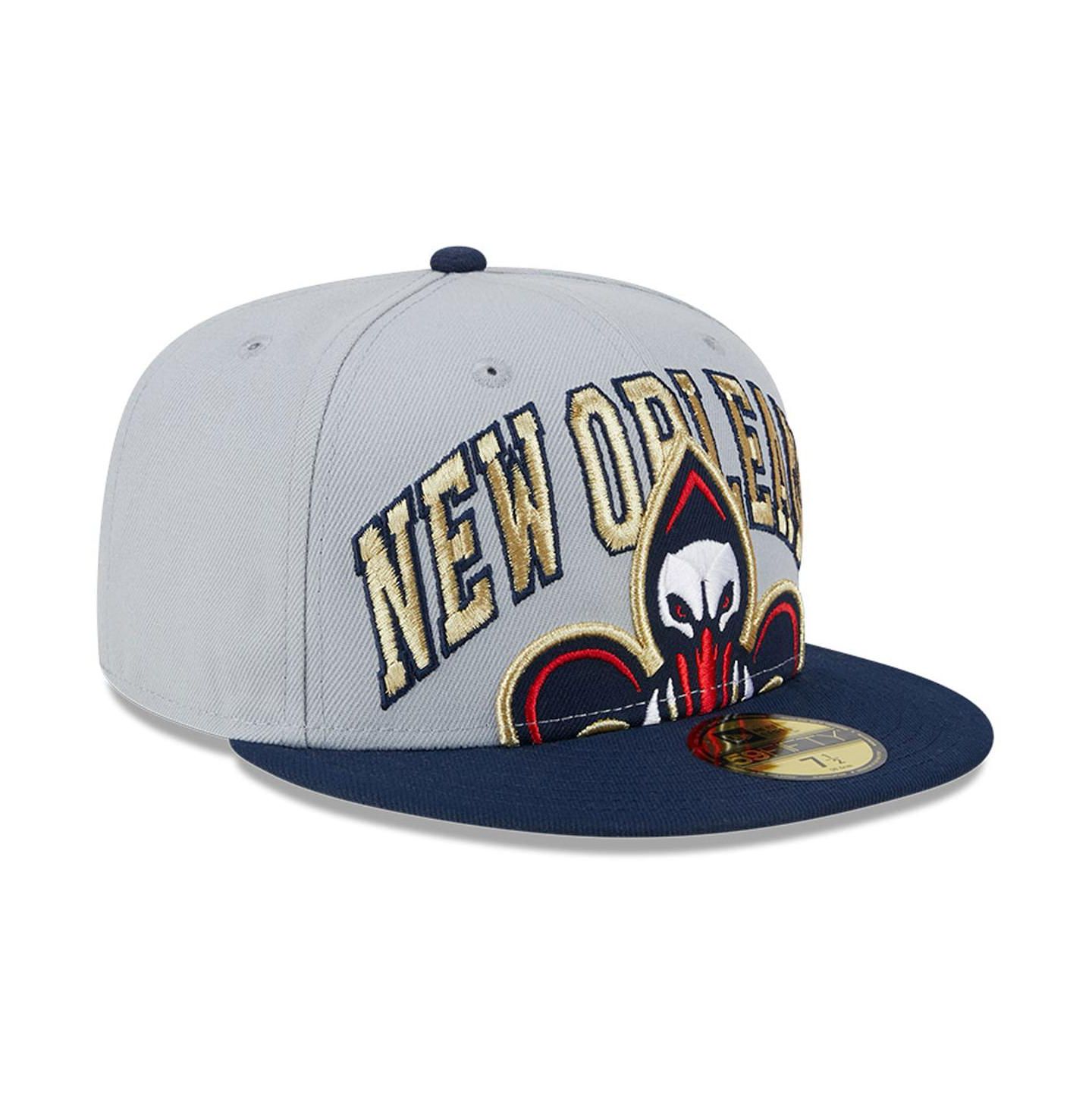 Мужская кепка New Era Gray, Navy New Orleans Pelicans Tip-Off Two-Tone 59FIFTY Fitted Hat — фото 2