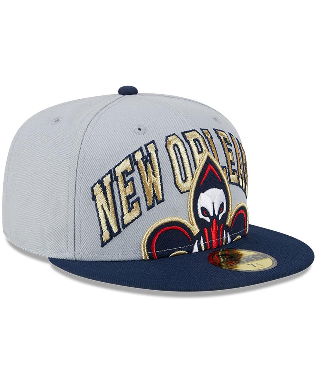 New Era Men's  Gray, Navy New Orleans Pelicans Tip-off Two-tone 59fifty Fitted Hat In Gray,navy