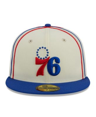 Men's Cream, Royal Philadelphia 76ers Piping 2-Tone 59FIFTY Fitted Hat