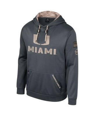 Men's Charcoal Miami Hurricanes OHT Military-Inspired Appreciation Pullover Hoodie
