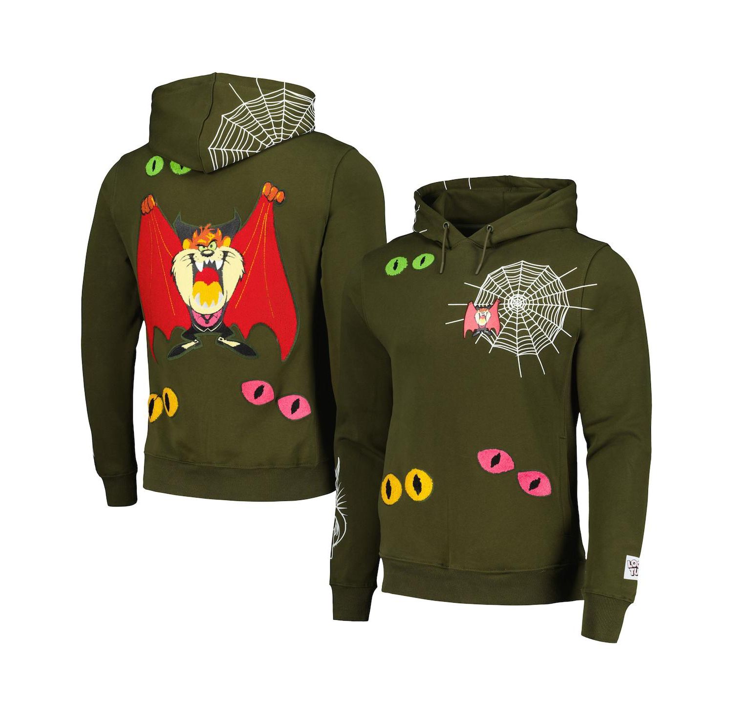 Men's and Women's Olive Looney Tunes Taz Dracula Horror Pullover Hoodie