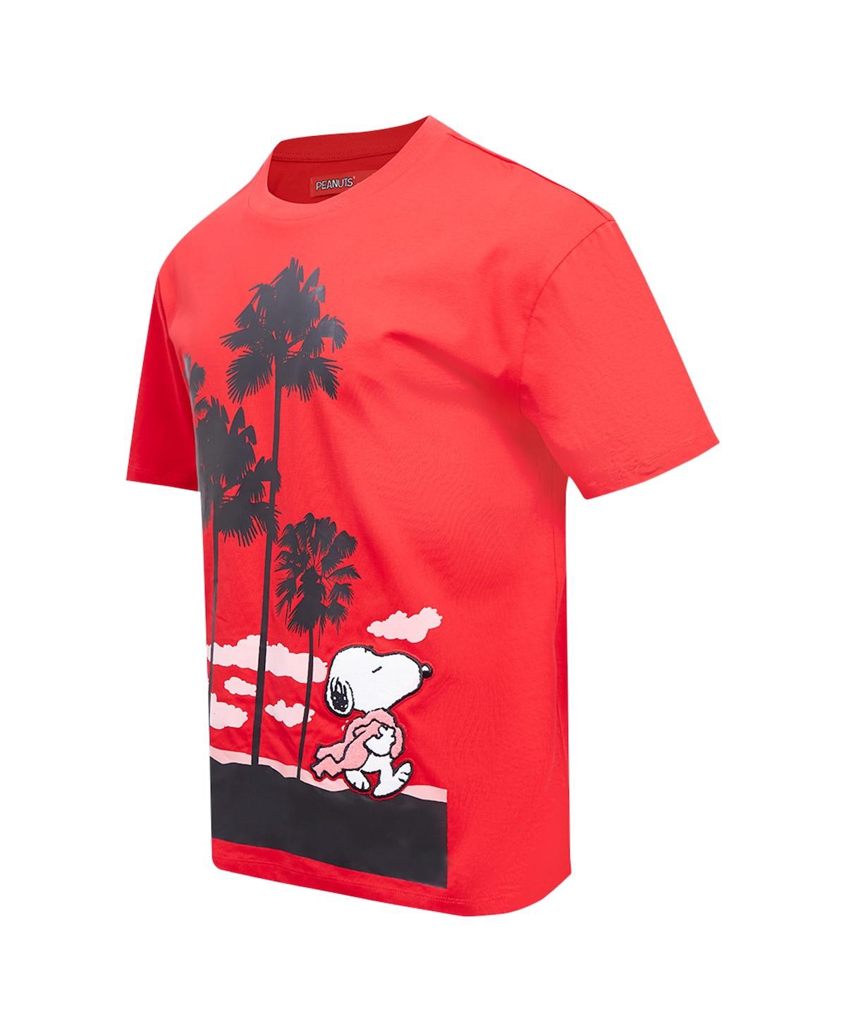 Shop Freeze Max Men's  Snoopy Red Peanuts Walking On The Beach Loose T-shirt