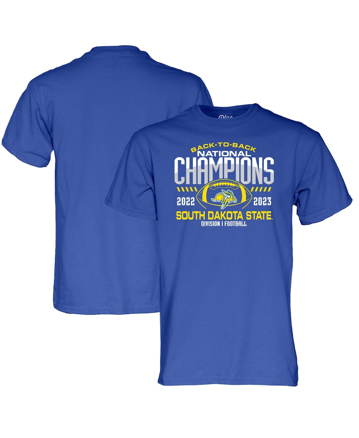 Men's Blue 84 Blue South Dakota State Jackrabbits Back-To-Back Fcs Football National Champions T-shirt - Blue