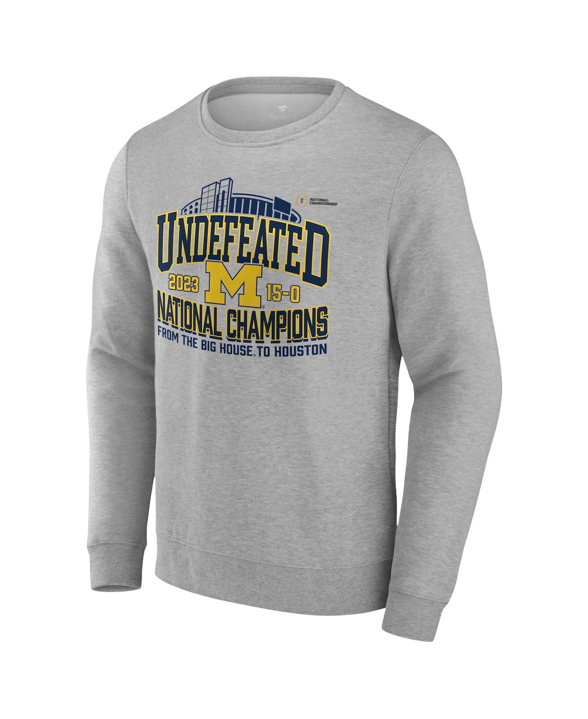 Men's FanaticsMichigan Wolverines College Football Playoff 2023 National Champions Hometown Crewneck Pullover Sweatshirt - Steel