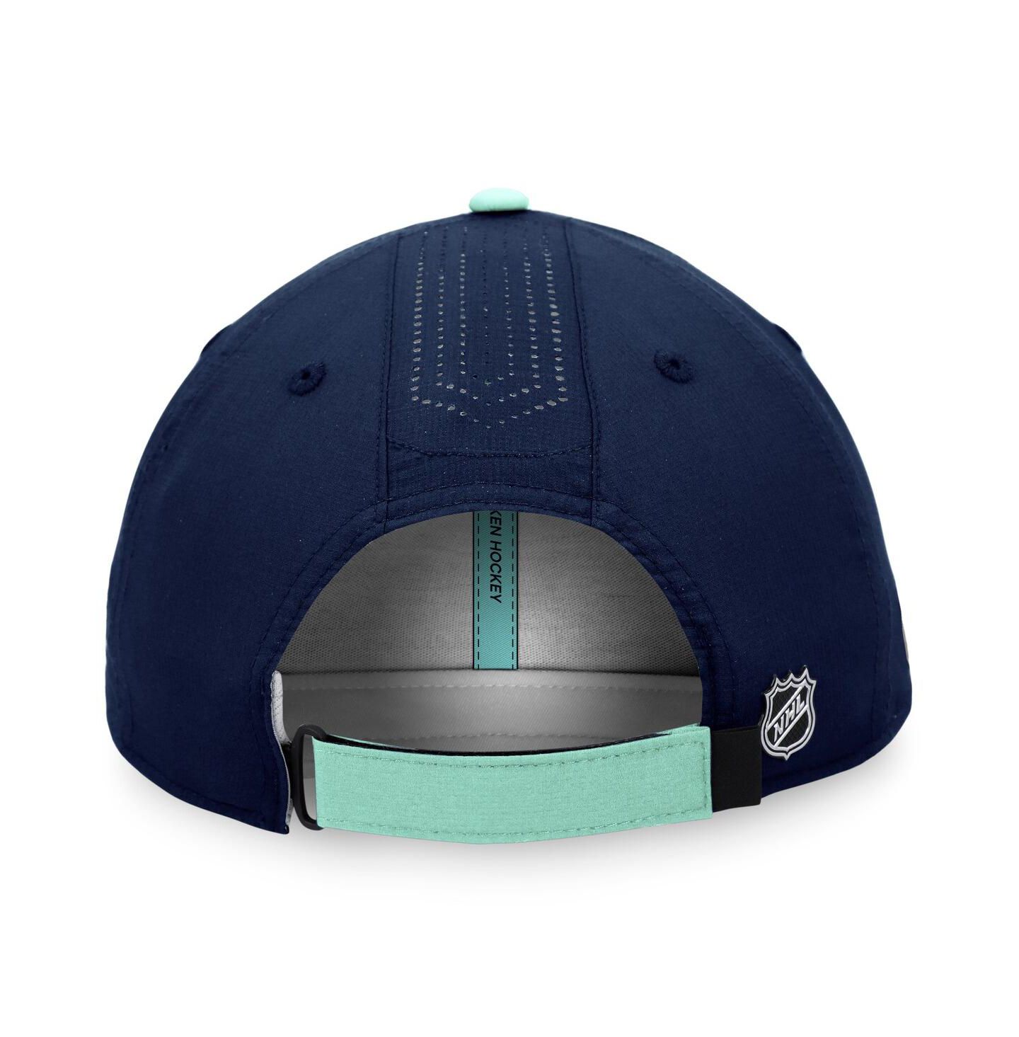 Мужская кепка Fanatics Deep Sea Blue Seattle Kraken Authentic Pro Rink Pinnacle Adjustable Hat — фото 4