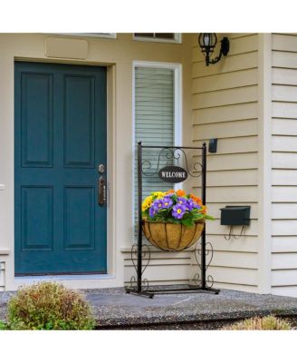 Welcome Sign Metal Planter with Coco Liner