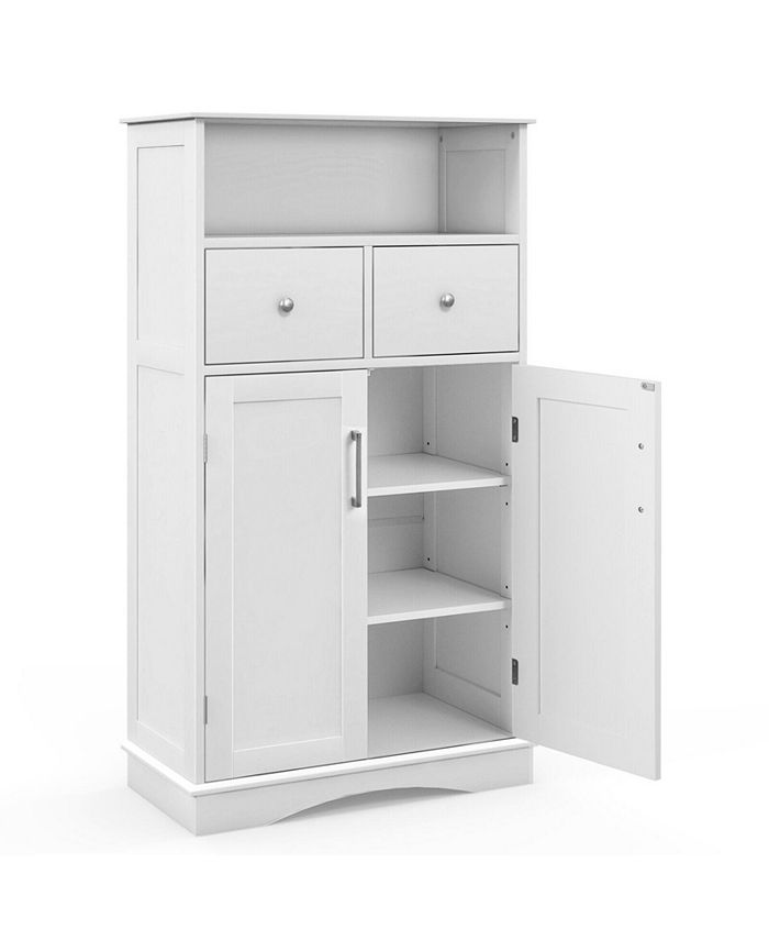 Slickblue 2 Doors Freestanding Bathroom Floor with 2 Drawers and Adjustable Shelves