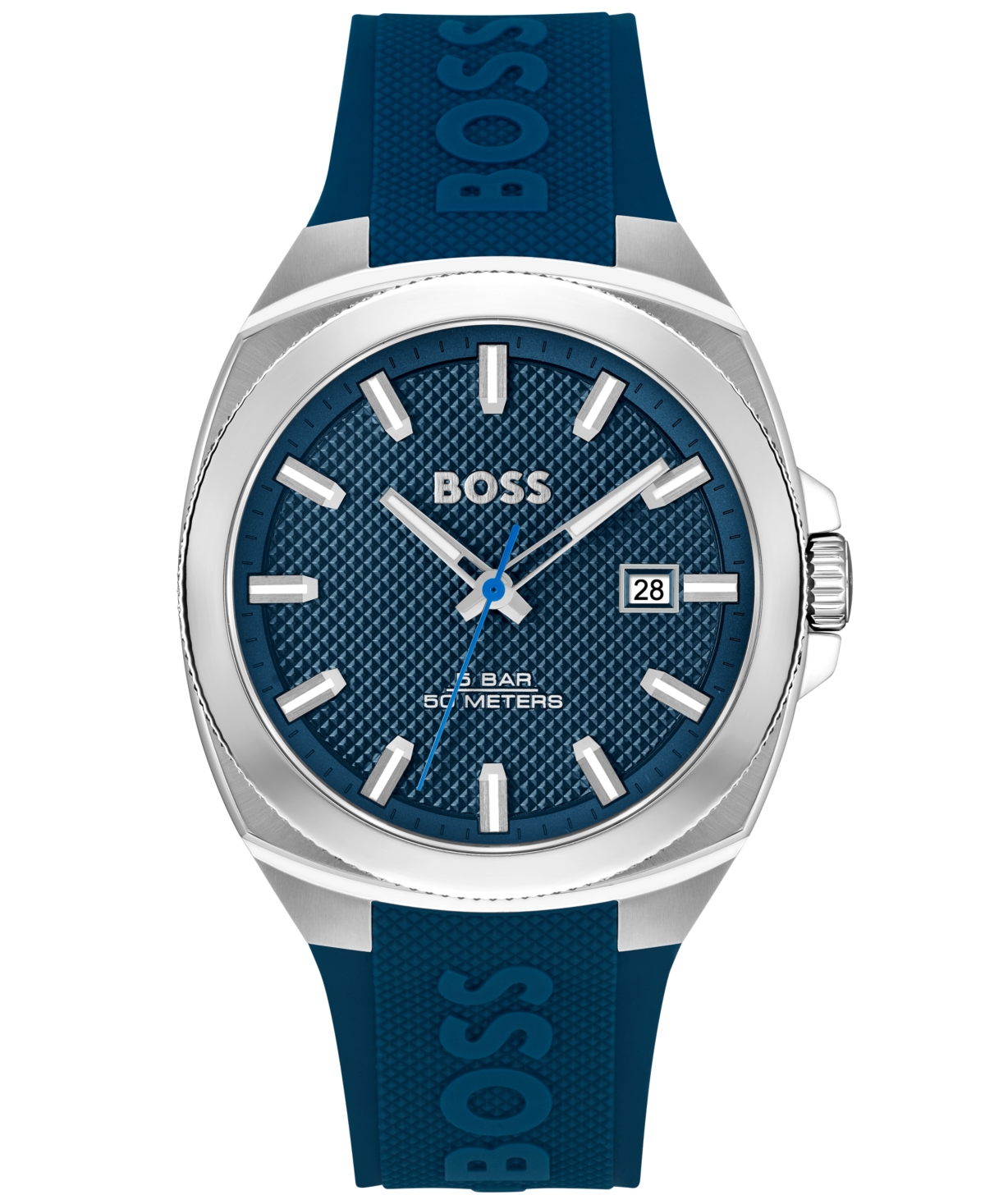 Shop Hugo Boss Men's Walker Quartz Basic Calendar Blue Silicone Watch 41mm