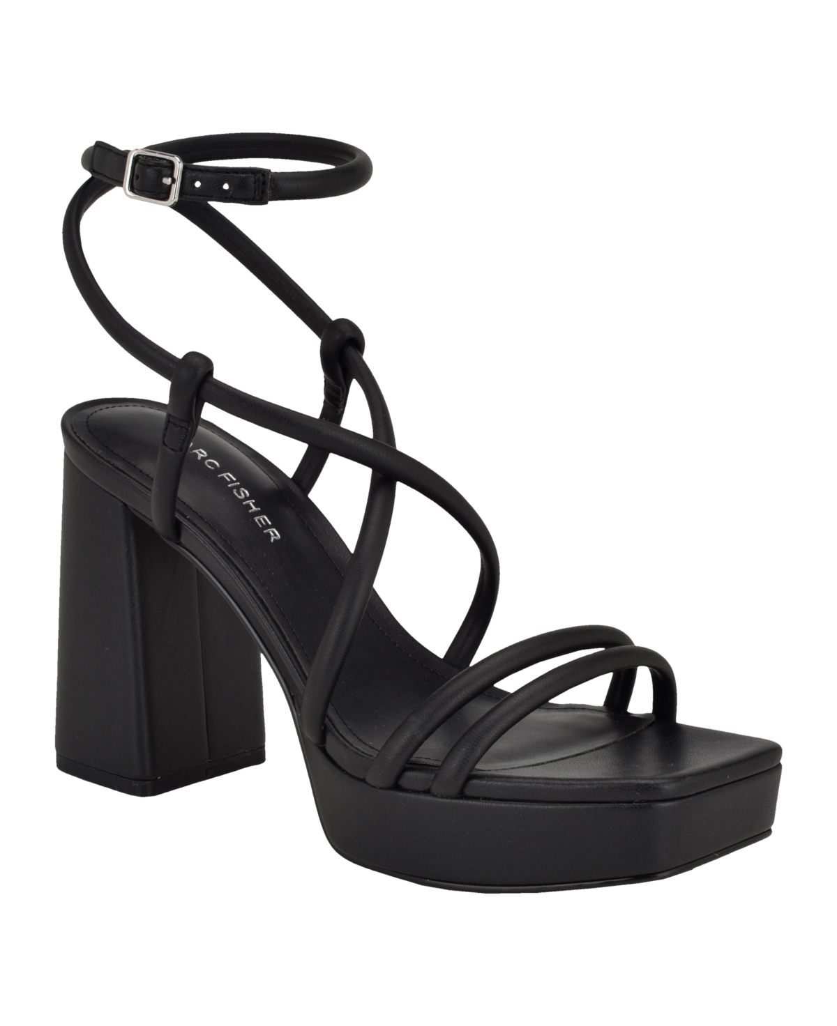 Women's Gimie Block Heel Strappy Dress Sandals - Black - Faux Leather - Polyurethane