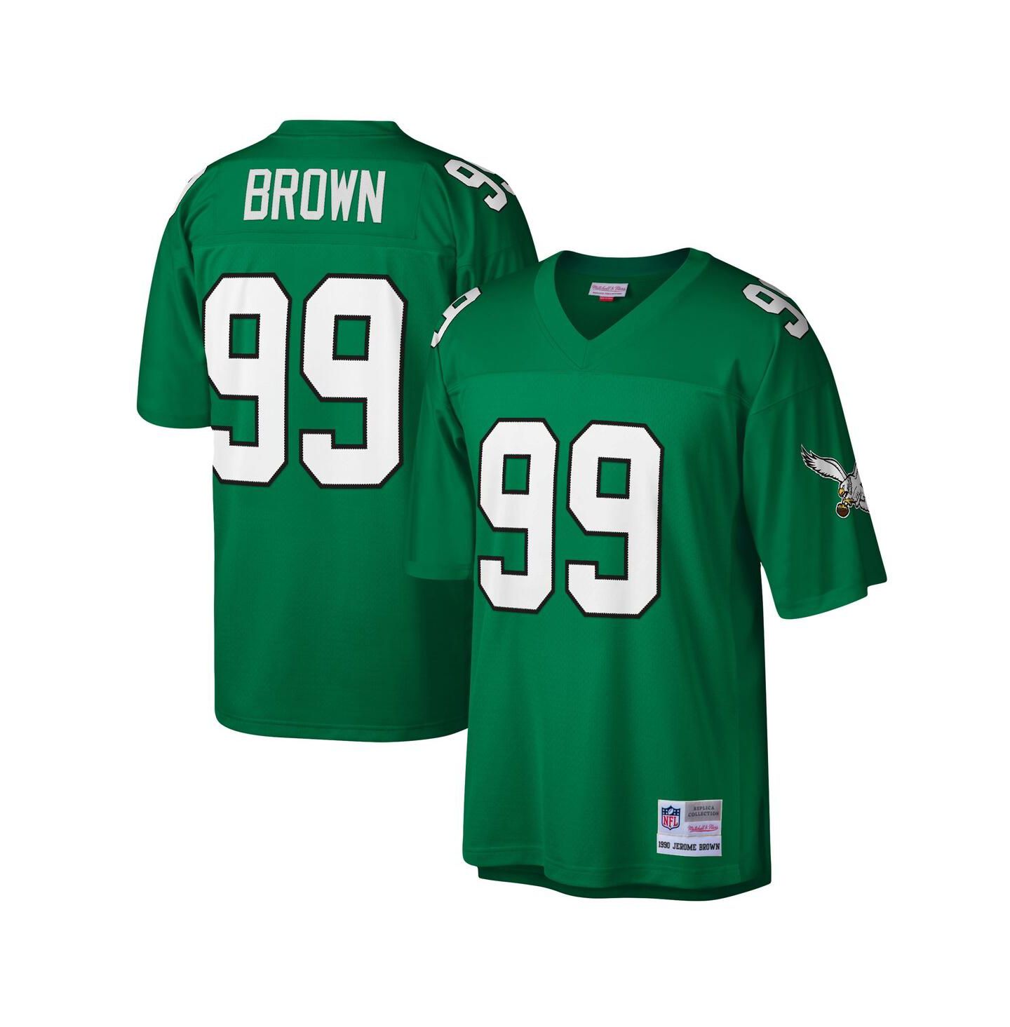 Мужской топ Mitchell & Ness Jerome Brown Kelly Green Philadelphia Eagles Legacy Replica Jersey — фото 1