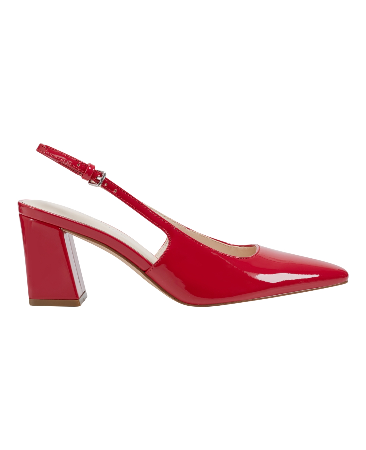 Marc Fisher Women's Leanea Block Heel Dress Slingback Pumps - Red Patent - Faux Patent Leather - Polyu