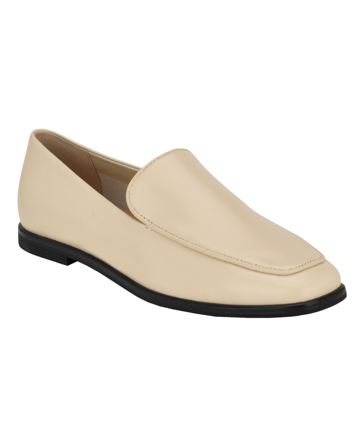 Shop Calvin Klein Women's Nolla Square Toe Slip-on Casual Loafers In Ivory Leather