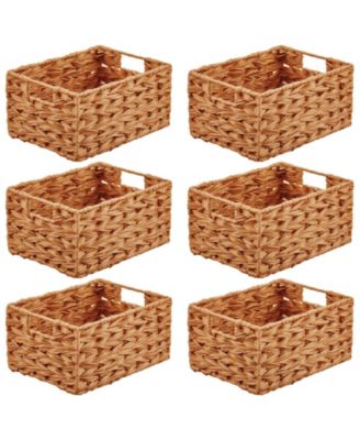 Woven Farmhouse Kitchen Pantry Food Storage Basket Box, 6 Pack, Camel