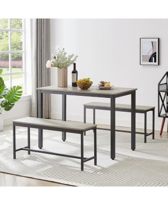  Industrial Style Dining Set with Benches, Counter, and Chairs