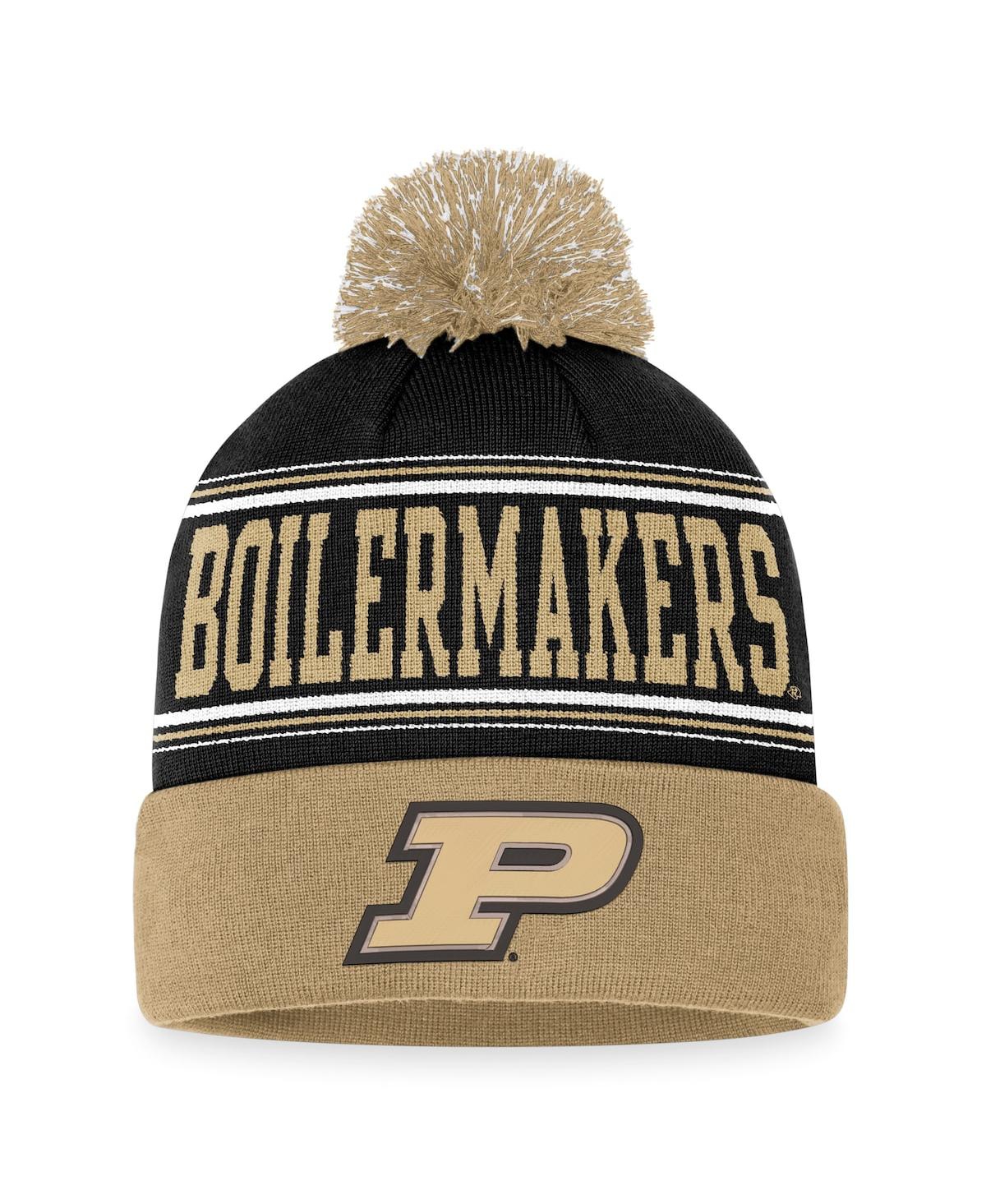 Shop Top Of The World Men's  Black Purdue Boilermakers Draft Cuffed Knit Hat With Pom