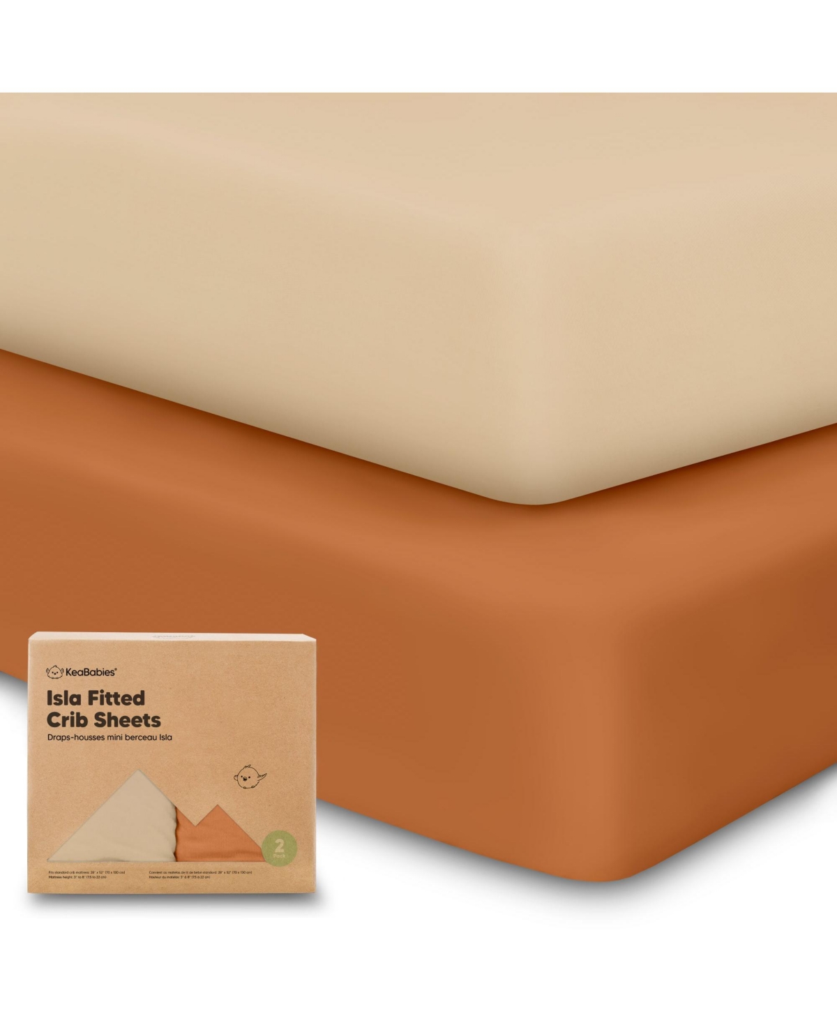 2pk Fitted Crib Sheets for Boys, Girls, Organic Baby Crib Sheet, Standard Nursery Crib Sheet Cover - Rust