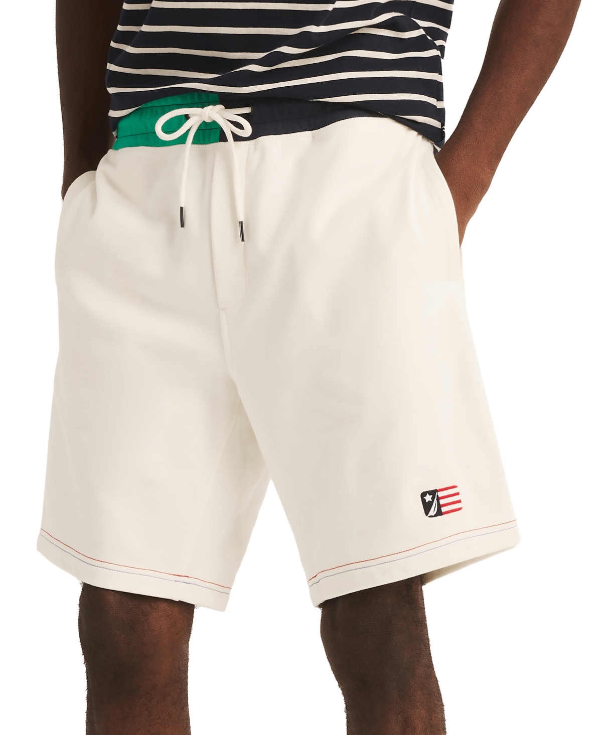 Nautica Men's Colorblocked 9" Terry Shorts In Sail White