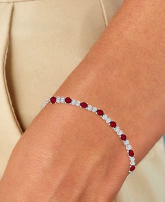 Black Spinel Link Bracelet (2-1/5 ct. t.w.) in Sterling Silver (Also in Lab-Grown Ruby/White Sapphire)