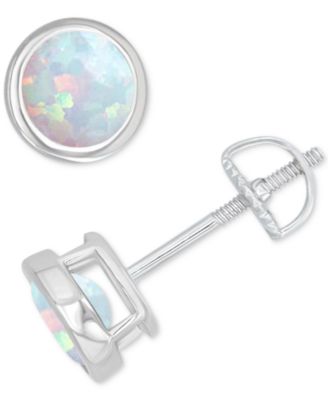 Lab-Grown Opal Bezel-Set Solitaire Stud Earrings (1/3 ct. t.w.)