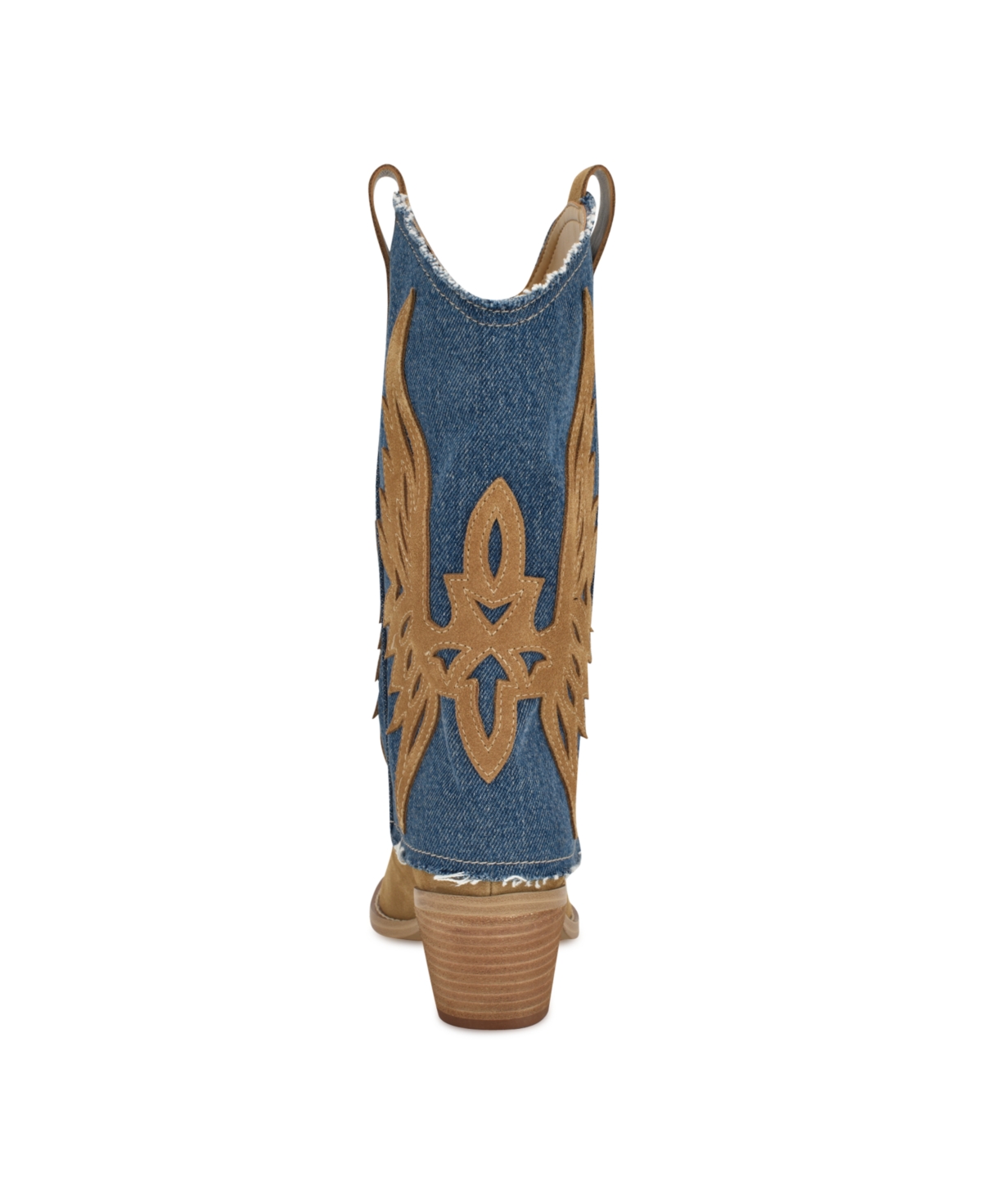 Nine West Women's Ringer Block Heel Pointy Toe Western Boots - Blue Denim- Suede, Textil